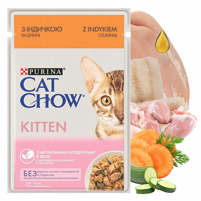 Purina Cat Chow Kitten mokra karma dla kociąt smak Indyk z Cukinią 85g 