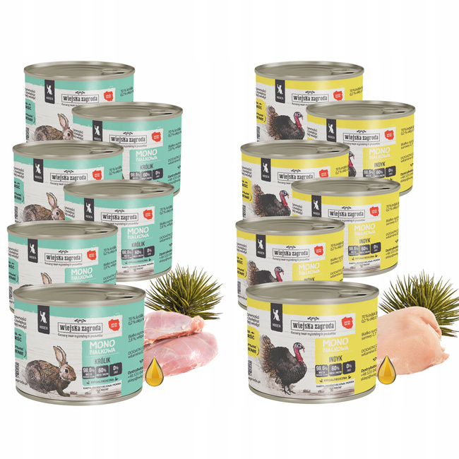 WIEJSKA ZAGRODA MONO Karma mokra dla kociąt MIX Smak 12x200g