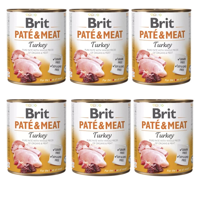 BRIT Pate & Meat mokra karma dla psa Indyk 6 x 800g