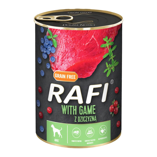 DOLINA NOTECI RAFI Karma mokra dla psa Dziczyzna 400g Bezzbożowa