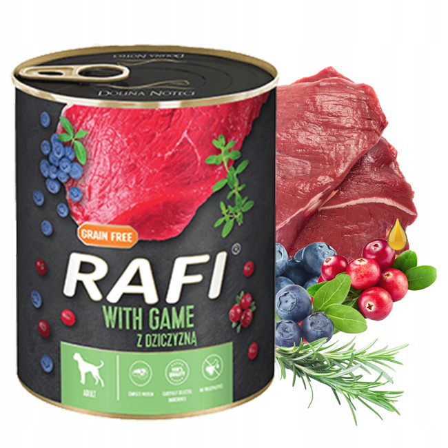 DOLINA NOTECI RAFI Karma mokra dla psa mix smaków 24 x 800g Bezzbożowa