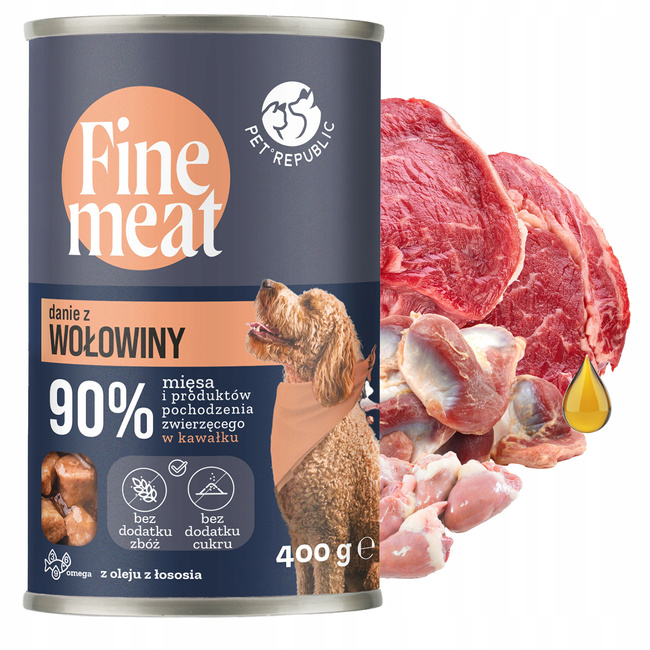 PET REPUBLIC FINE MEAT karma mokra dla psa kawałki w sosie Wołowina 400g Bezzbożowa