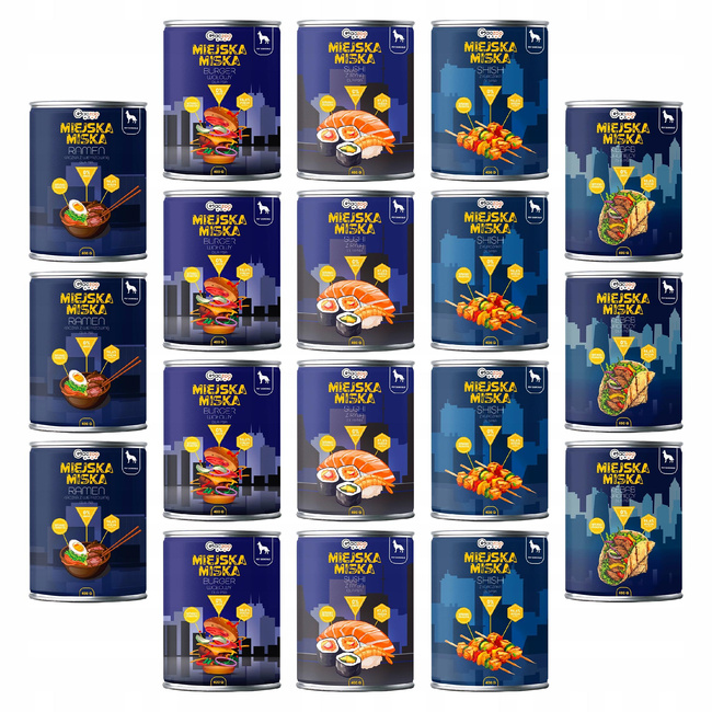 Gaczoo Miejska Miska bezzbożowa karma mokra dla psa Mix smaków 18 x 400g