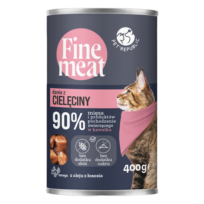 PET REPUBLIC FINE MEAT karma mokra dla kota kawałki w sosie Cielęcina 400g Bezzbożowa
