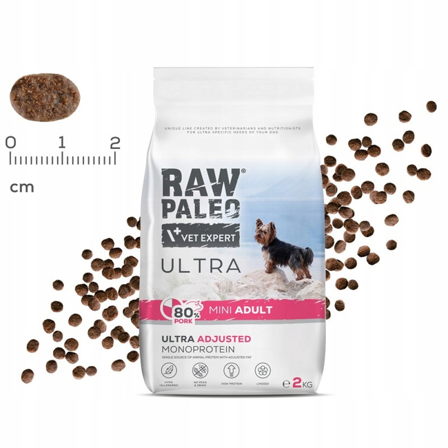 RAW PALEO ULTRA MINI Adult Wieprzowina karma sucha dla psa 8 kg bezzbożowa
