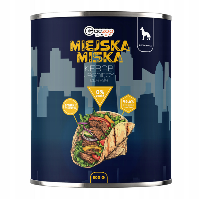 Gaczoo Miejska Miska bez zbóż karma mokra dla psa Kebab Jagnięcy 18 x 800g