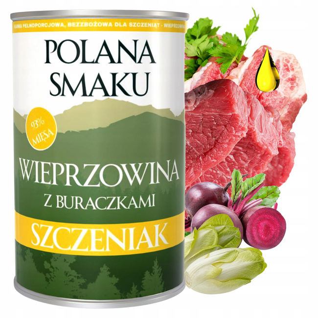 Mokra karma monobiałkowa dla szczeniąt Polana Smaku Junior 6 x 400g mix smaków