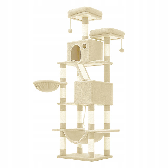 Drapak dla kota Gaczoo wysoki wieża legowisko beżowy 60 x 50 x 206 cm