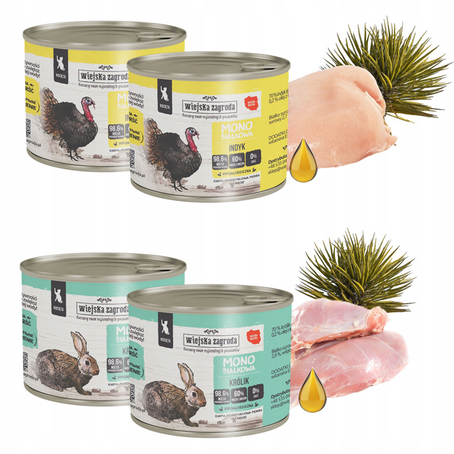 WIEJSKA ZAGRODA MONO Karma mokra dla kociąt MIX Smaku 4x200g