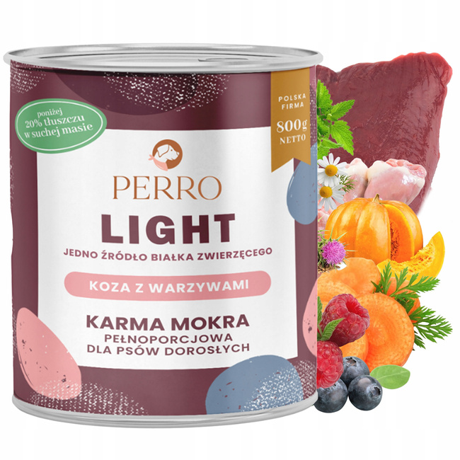 PERRO Light Monobiałkowa karma mokra dla psa Koza z warzywami 6 x 800g