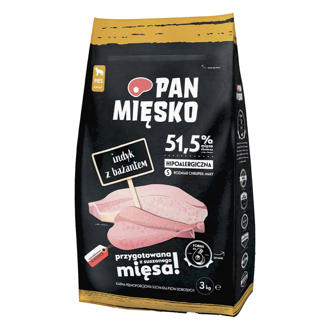 Pan Mięsko Karma dla psa sucha 3 kg S Indyk Bażant