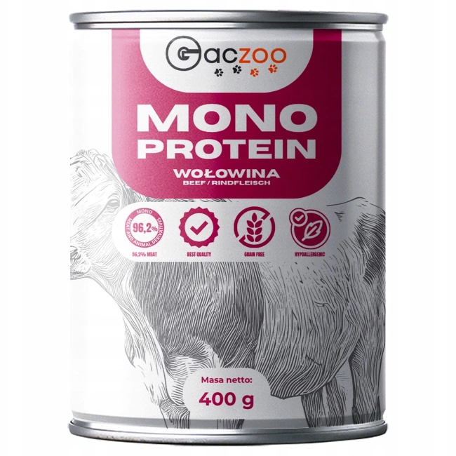 Gaczoo MONO PROTEIN monobiałkowa karma mokra dla psa mix smaków 48 x 400g