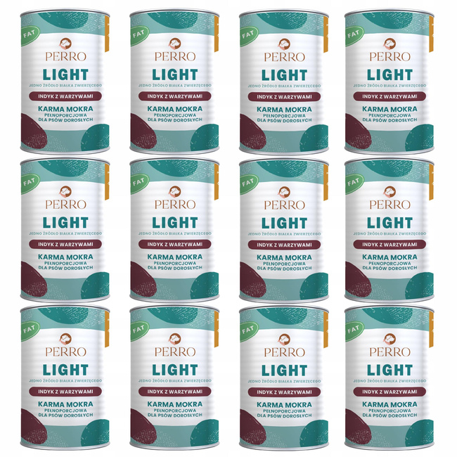 PERRO Light Monobiałkowa karma mokra dla psa Indyk z warzywami 12 x 400g
