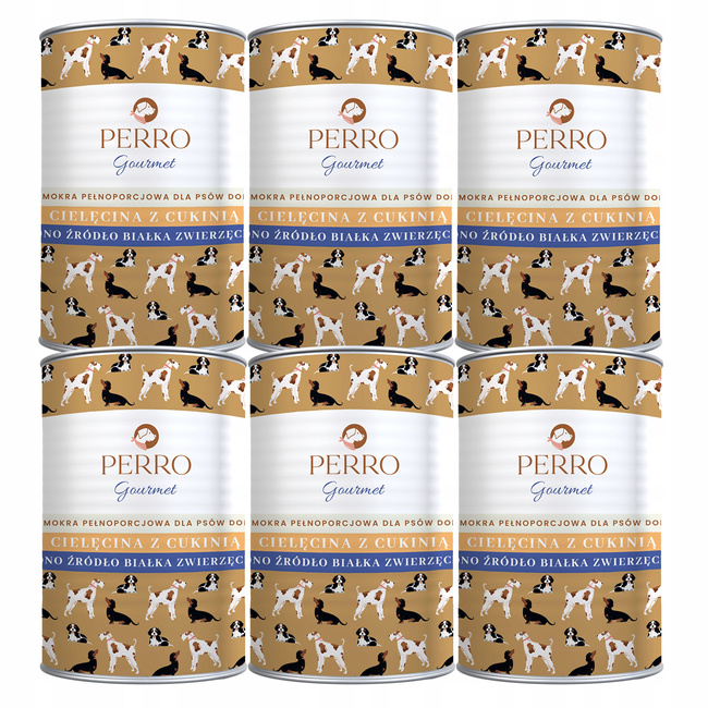 PERRO Gourmet Karma mokra dla psa Cielęcina z cukinią 6 x 400g