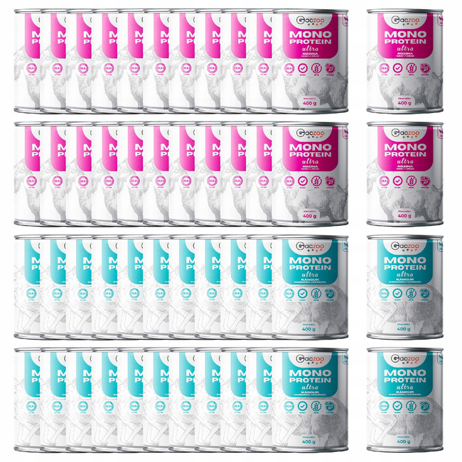 Gaczoo Mono Protein Ultra monobiałkowa karma mokra psa mix smaków 48 x 400g