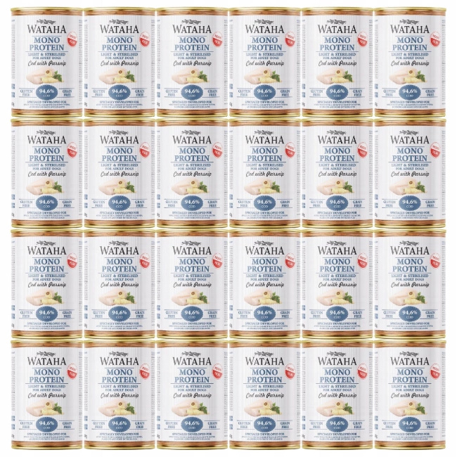 WATAHA Mono Light&Sterilised karma mokra psa Dorsz z Pasternakiem 24 x 400g