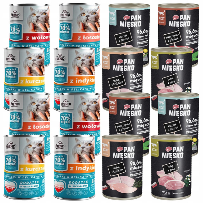 PAN MIĘSKO FRENDI Karma mokra dla kota MIX Smaków 16 x 400g
