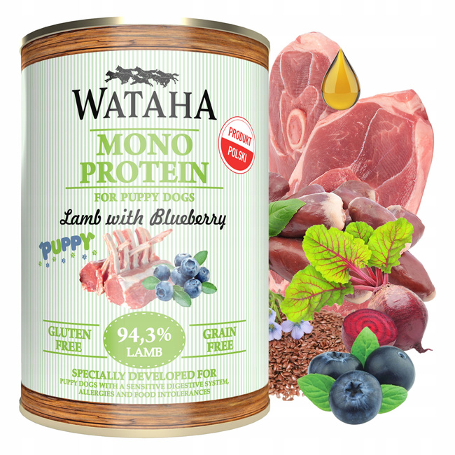 WATAHA Mono Puppy karma mokra dla szczeniąt Mix smaków 8 x 400g