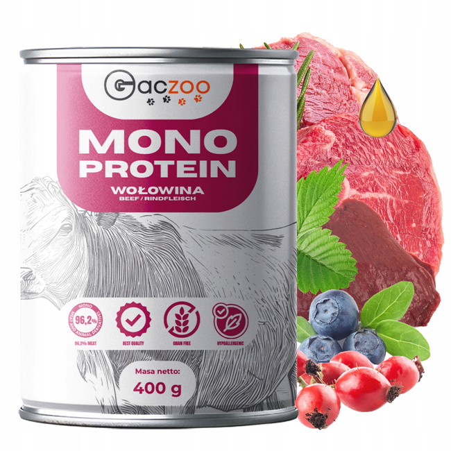 WATAHA GACZOO Mono Protein Adult karma mokra dla psa Mix smaków 36 x 400g
