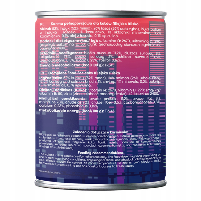 Gaczoo Miejska Miska bezzbożowa karma mokra dla kota Sushi z Rybą 6 x 400g