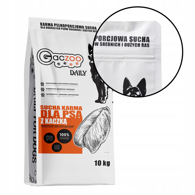 Sucha karma dla psa Gaczoo Daily Kaczka 10 kg Adult Dog z Witaminami