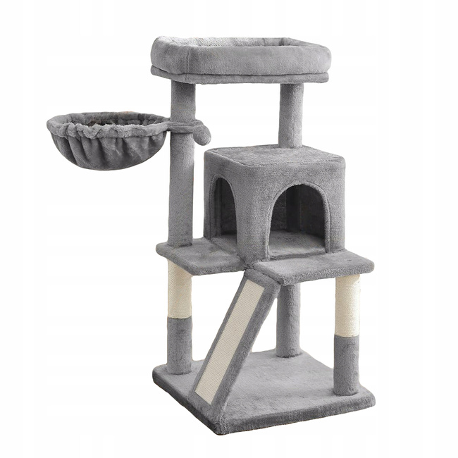 Drapak dla kota Gaczoo domek legowisko jasny szary 50 x 50 x 96 cm