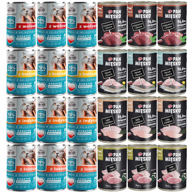 PAN MIĘSKO FRENDI Karma mokra dla kota MIX Smaków 24 x 400g