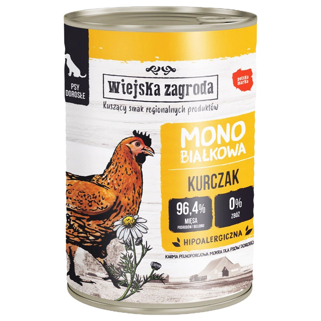 WIEJSKA ZAGRODA Karma mokra dla psa MONO PROTEIN Kurczak 400g