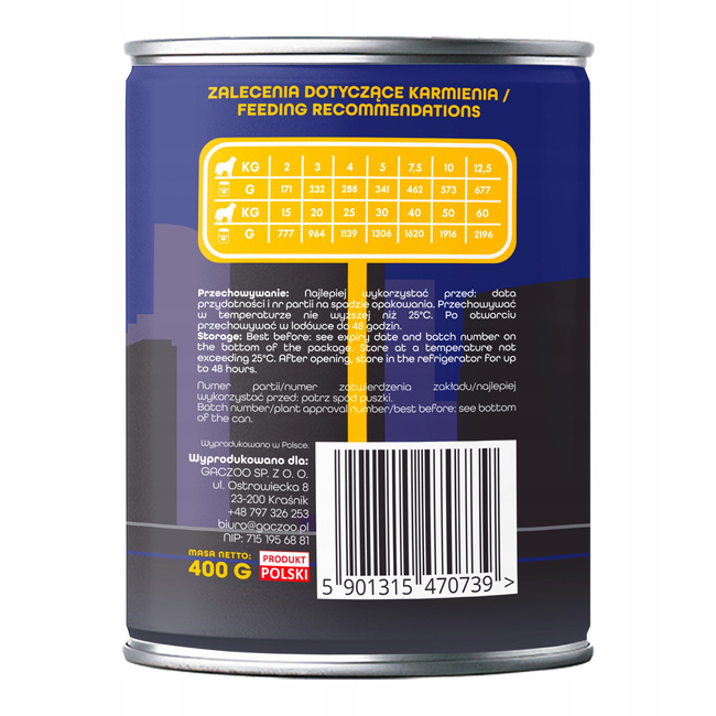 Gaczoo Miejska Miska bezzbożowa karma mokra dla psa Sushi z Rybą 12 x 400g