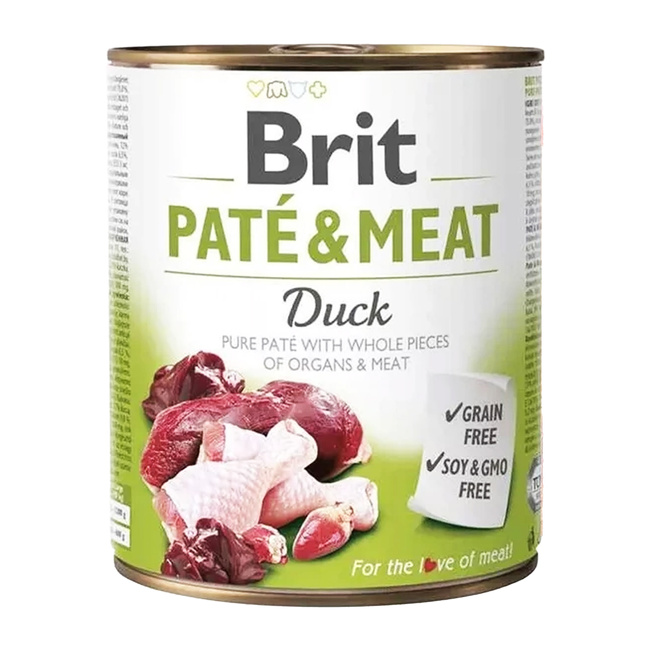 BRIT PATE & MEAT Karma mokra dla psa Kaczka 800g Bezzbożowa