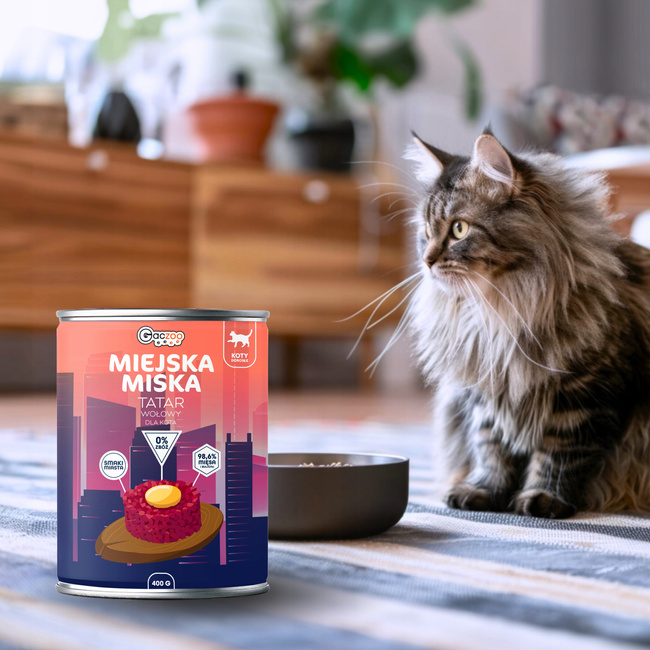 Gaczoo Miejska Miska bezzbożowa karma mokra dla kota Tatar Wołowy 24 x 400g