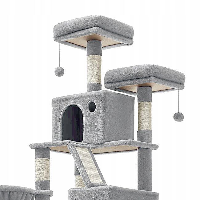 Drapak dla kota Gaczoo wysoki wieża legowisko jasny szary 60 x 50 x 206 cm