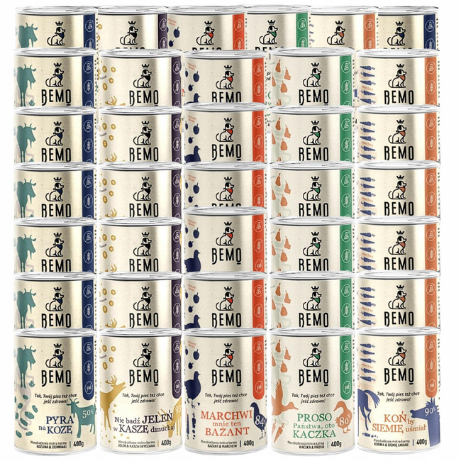 BEMO karma mokra dla psa mix smaków 36 x 400 g Monobiałkowa