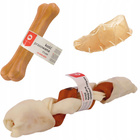 MACED Zestaw przysmaków dla psa Kość prasowana 11cm + But ze skóry 12,5 cm + Warkocz 25 cm