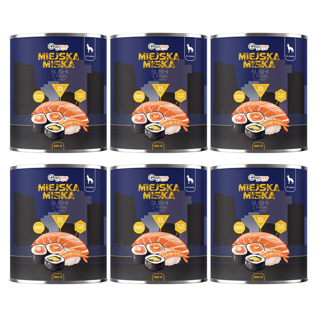 Gaczoo Miejska Miska bezzbożowa karma mokra dla psa Sushi 6 x 800g