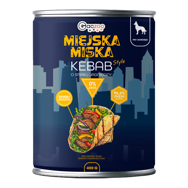 Gaczoo Miejska Miska bezzbożowa karma mokra dla psa Kebab Jagnięcy 400g