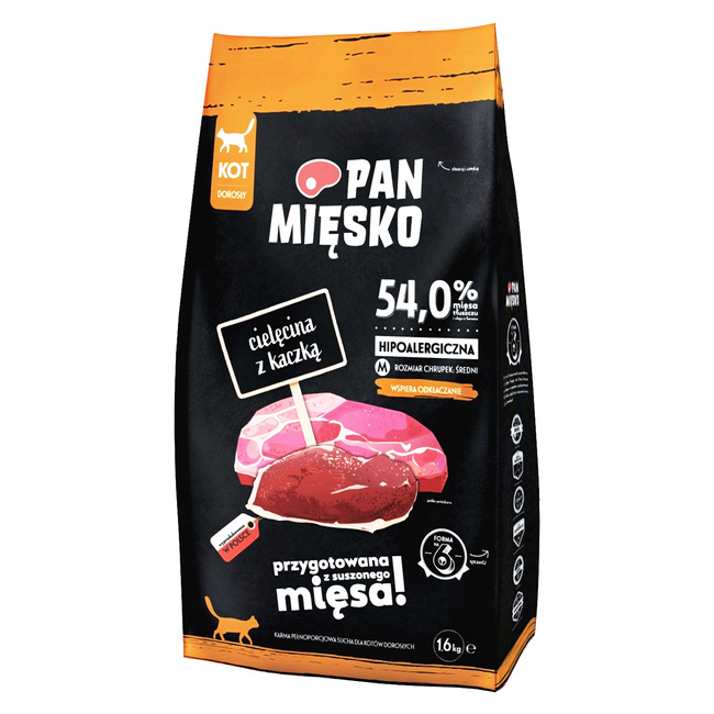 Pan Mięsko karma dla kota sucha 1,6 kg Cielęcina Kaczka