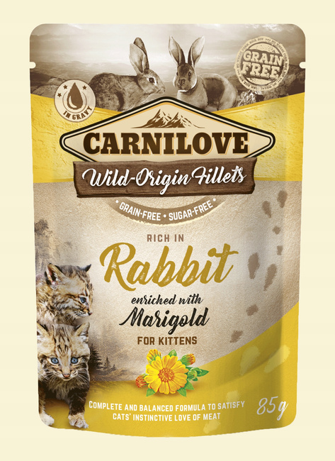 CARNILOVE CAT POUCH Królik z Nagietkiem karma mokra dla kociąt 24 x 85g
