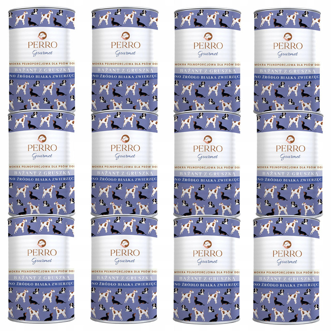 Perro Gourmet Monobiałkowa Karma Mokra dla psa Bażant z Gruszką 12 x 400g