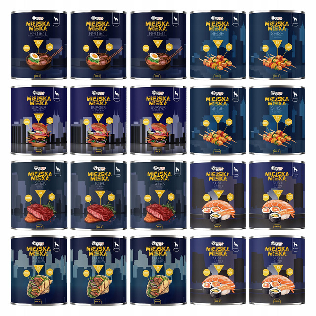 Gaczoo Miejska Miska bezzbożowa karma mokra dla psa mix smaków 20 x 800g