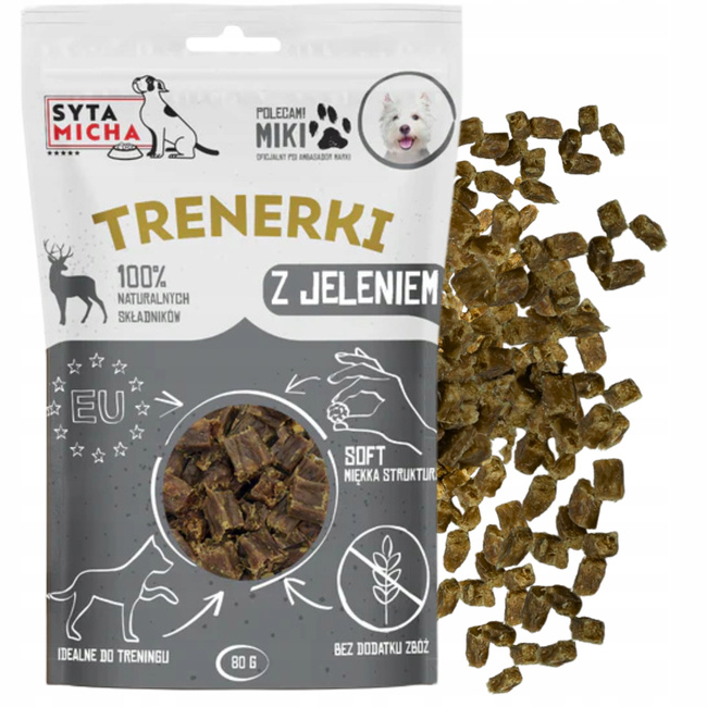 Syta Micha trenerki dla psa jeleń 80g naturalny przysmak