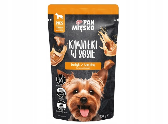 PAN MIĘSKO Kawałki w sosie Indyk Kaczka karma dla psa mokra 10 x 150g