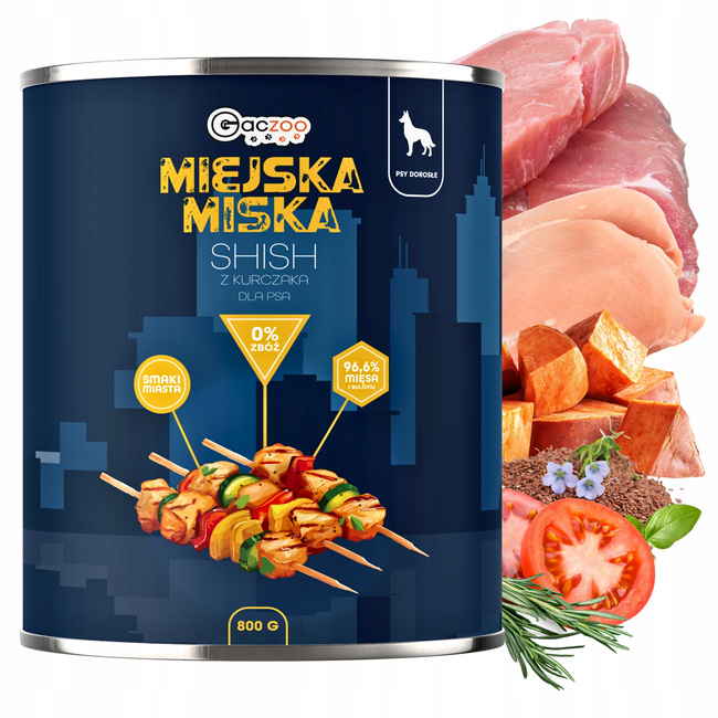 Gaczoo Miejska Miska bezzbożowa karma mokra dla psa mix smaków 24 x 800g