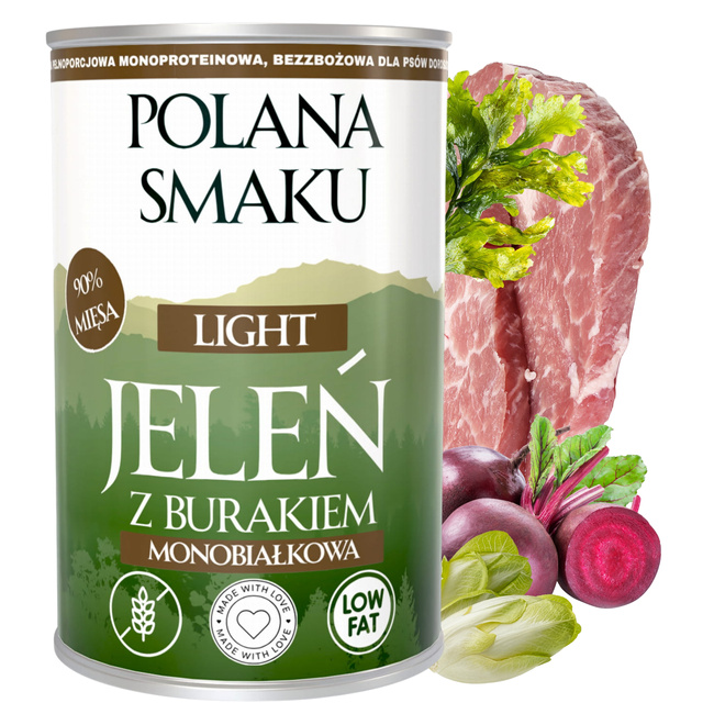Mokra karma monobiałkowa dla psa Polana Smaku Jeleń burak 10 x 400g