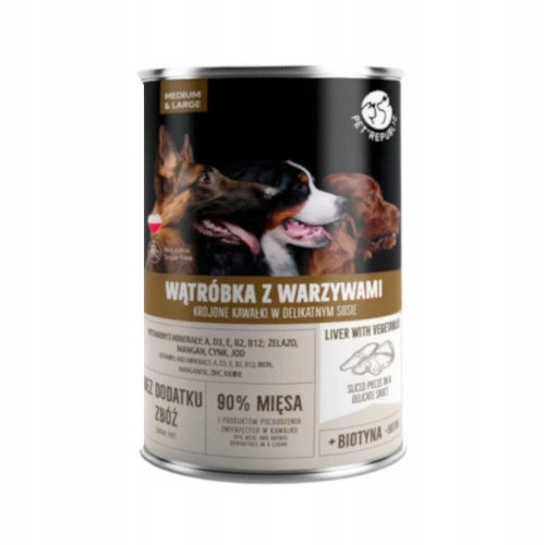 PET REPUBLIC kawałki sos Wątróbka z Warzywami karma dla psa mokra 6 x 1250g