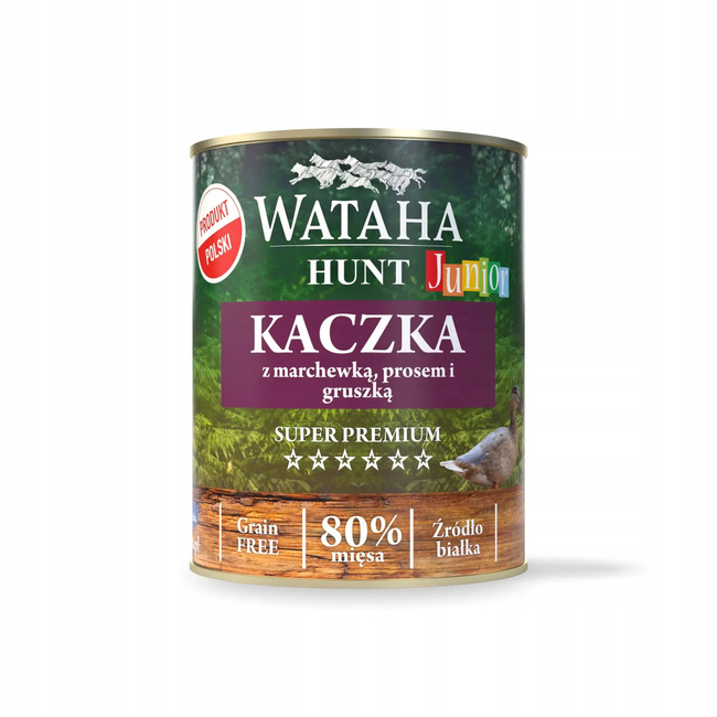 WATAHA HUNT Junior karma mokra dla szczeniąt Kaczka z Prosem 800g
