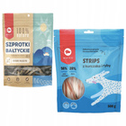 MACED Zestaw przysmaków dla psa Szprotki bałtyckie 85g + Strips kurczak ryba 500g