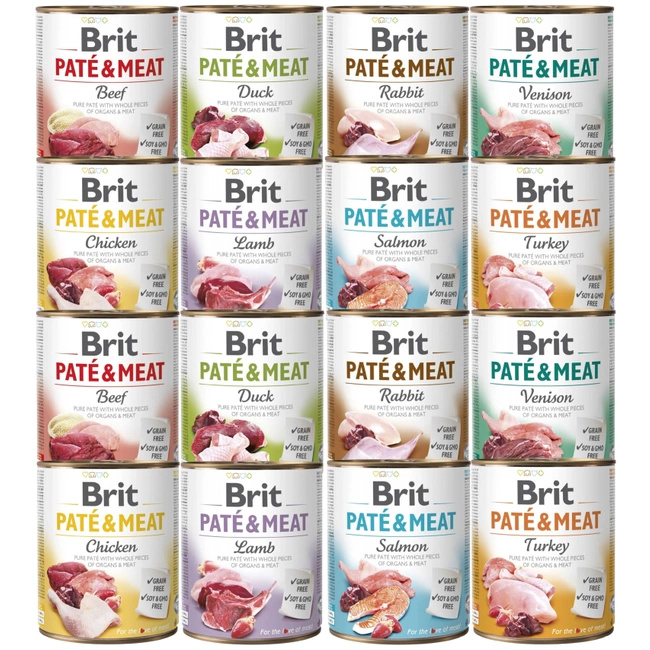 Brit Pate & Meat 16 x 800g Mix mokra karma dla psa