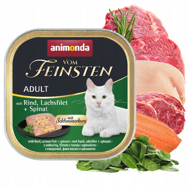 ANIMONDA Vom Feinsten mokra karma dla kota Wołowina Łosoś Szpinak 12 x 100g