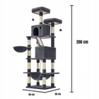 Drapak dla kota Gaczoo wysoki wieża legowisko ciemny szary 60 x 50 x 206 cm